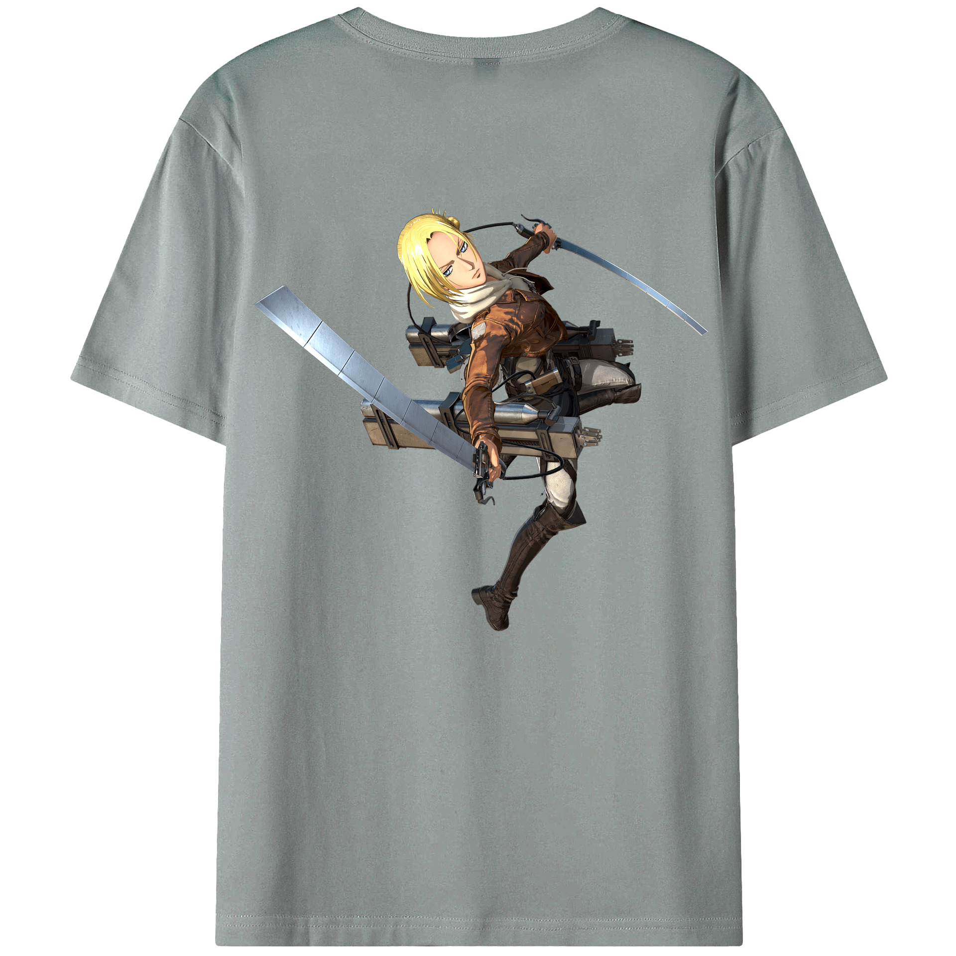 （画像用） 進撃の巨人 アニ・レオンハート Attack on Titan Annie Leonhart 綿100％ メンズ半袖Tシャツ（バックプリント） 通気性
